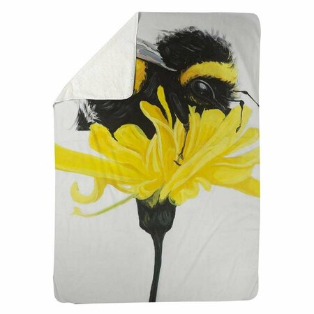 BEGIN HOME DECOR 60 x 80 in. Bumblebee on A Dandelion-Sherpa Fleece Blanket 5545-6080-AN329